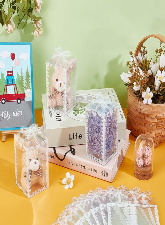 BENECREAT 60Pcs 2.3x2.3x4 Inch Transparent PVC Favor Boxes, Rectangle Bow Knot Pattern Clear Wedding Party Favour Boxes for Candy Chocolate, Festival Gift Packaging - Image 4